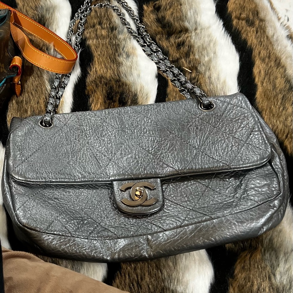 Chanel silver shoulder bag